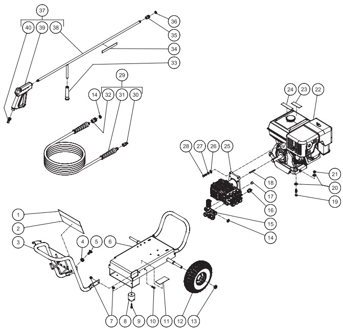 MITM JP-4004-3MHB pressure washer parts and manual